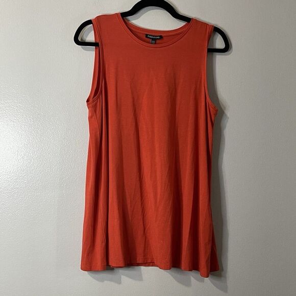 EILEEN FISHER Crew Neck Long Shell Top Size Small Burnt Orange NEW Sleeveless - Picture 1 of 8